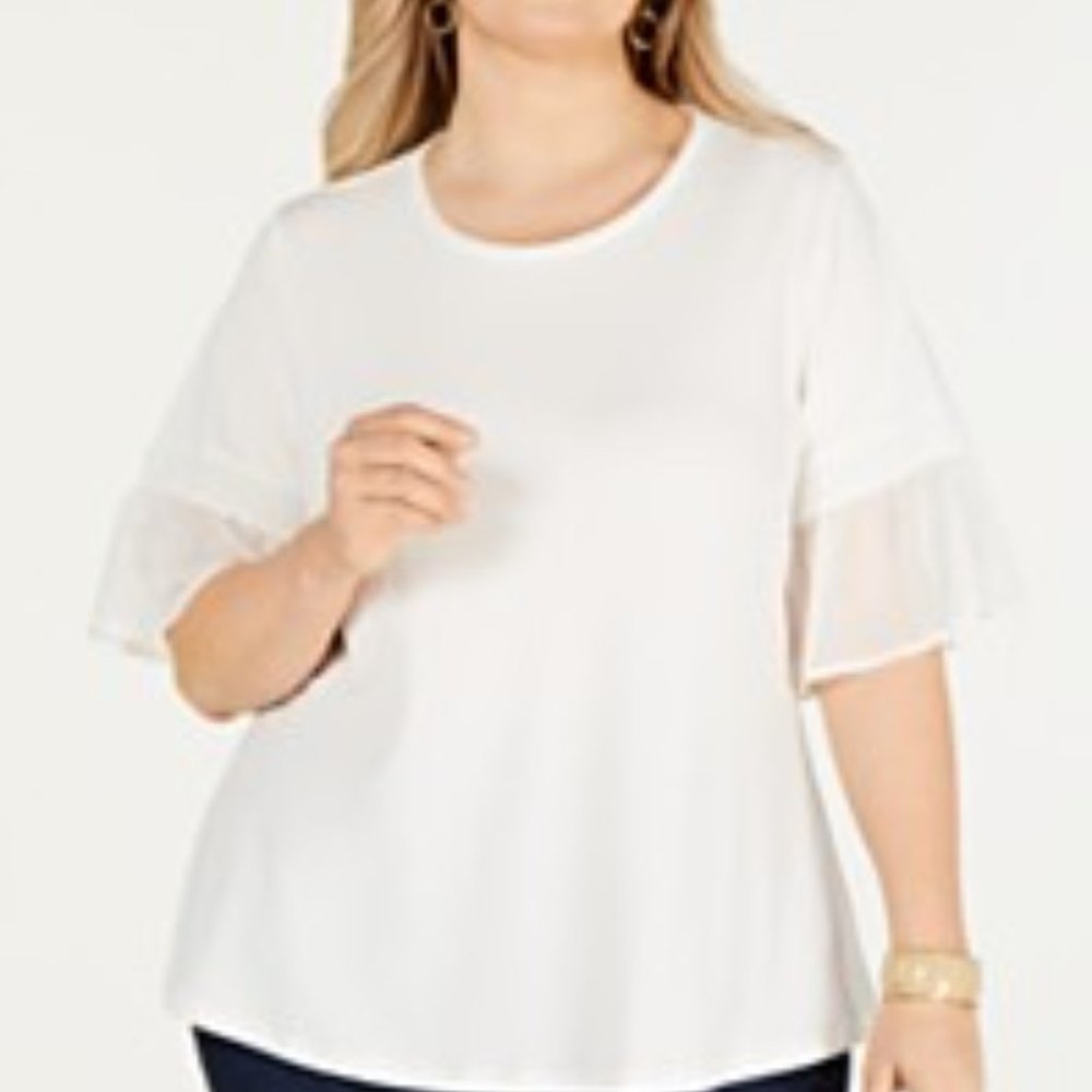 Charter Club Ruffled Sleeve Top OX